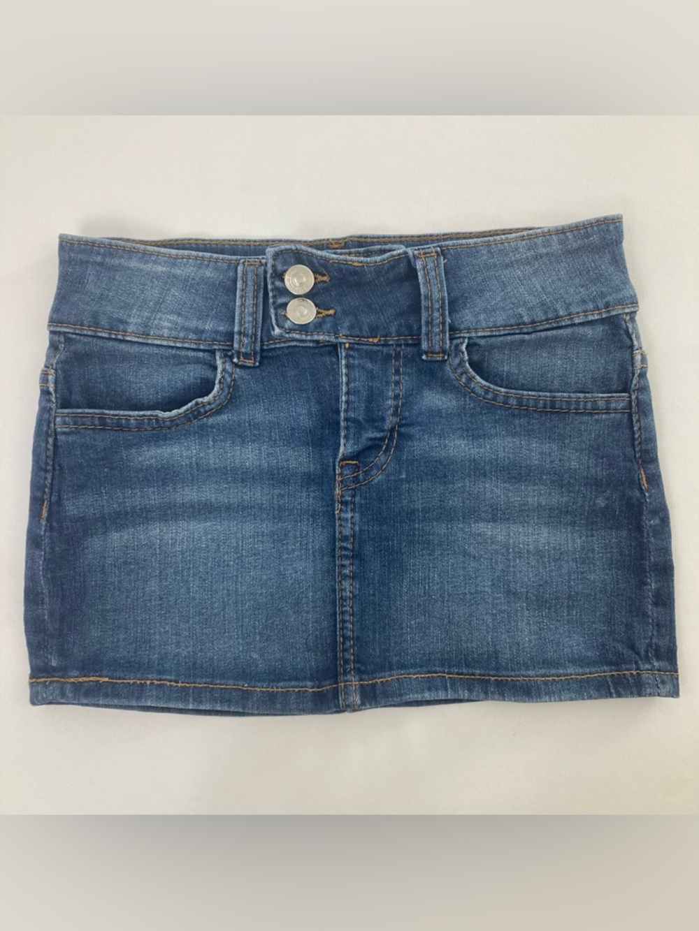 Divided by H&M Blue Denim Double Button Waistband Low Rise Micro Mini Skirt